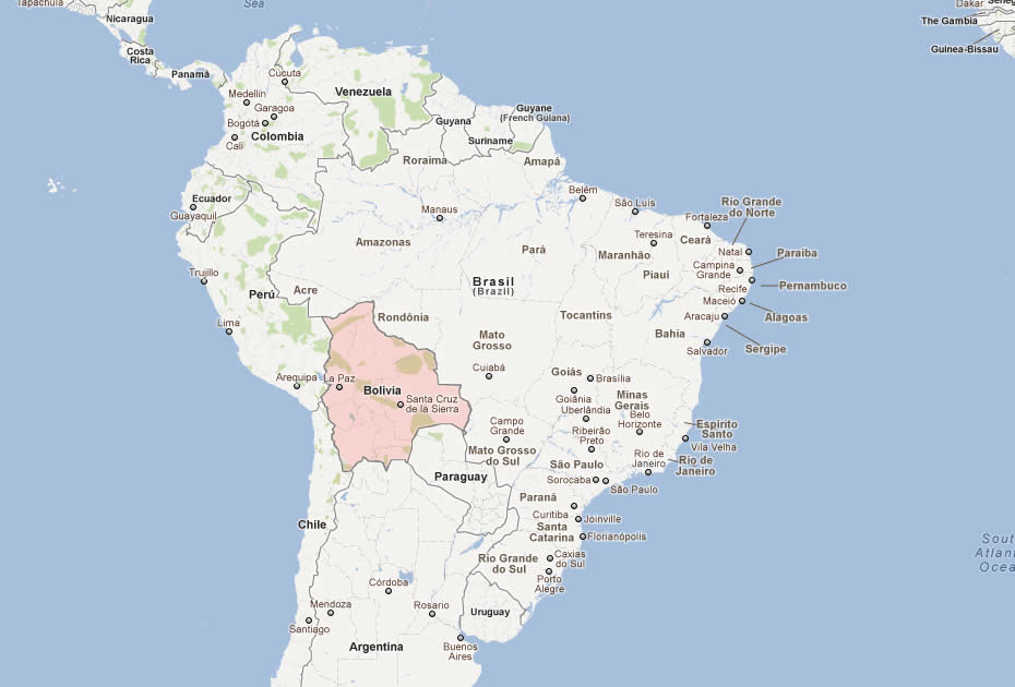 carte du bolivie sud amerique